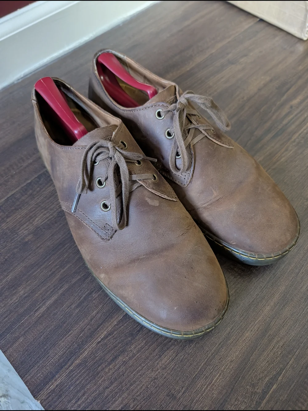 DOC MARTENS Brown Leather Coronado Low Top Derby Shoes Boots US Mens 12